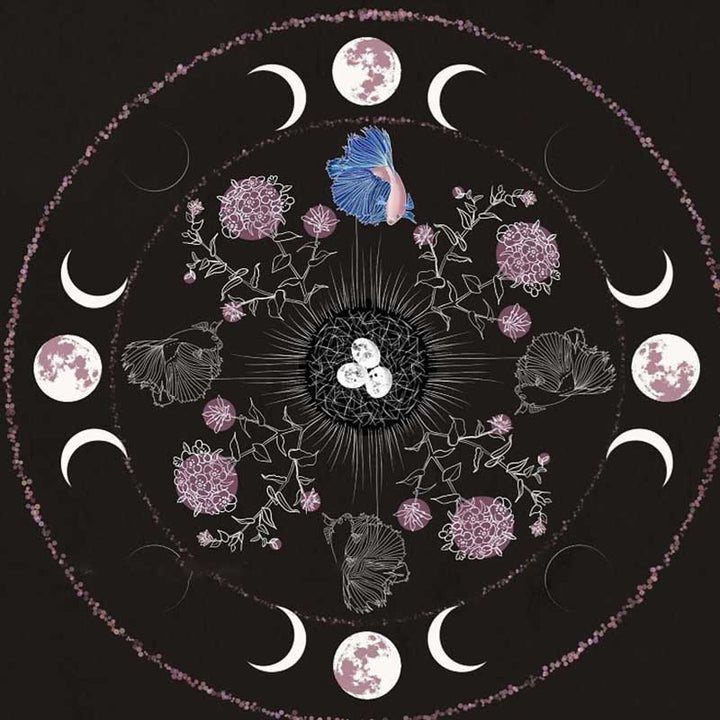 Nappe carrée en chenille Olivenorma avec phases de lune Wicca 