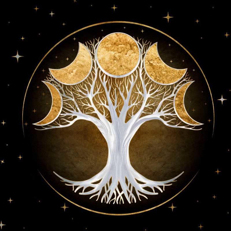 Nappe carrée en chenille Olivenorma avec phases de lune Wicca 