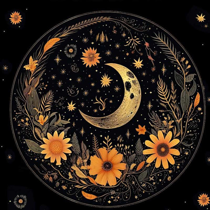 Nappe carrée en chenille Olivenorma avec phases de lune Wicca 