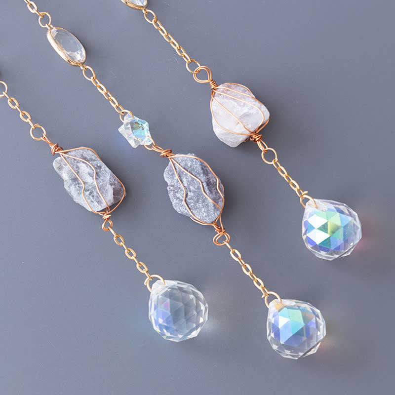Pendentif lune en fluorite Olivenorma, attrape-soleil, carillon éolien 