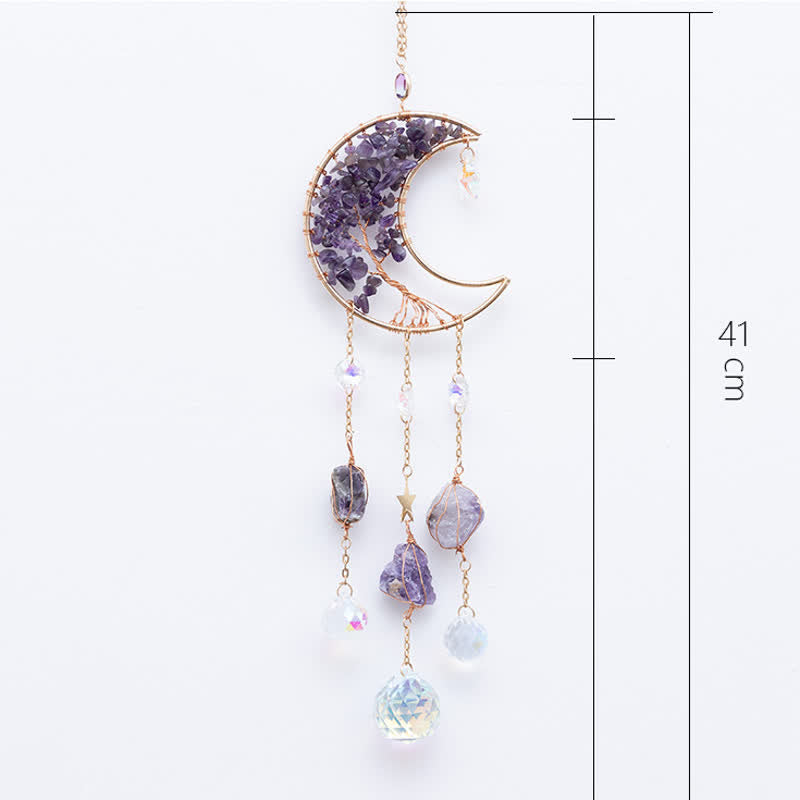 Pendentif lune en améthyste Olivenorma, attrape-soleil, carillon éolien
