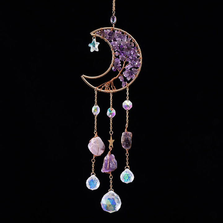 Pendentif lune en améthyste Olivenorma, attrape-soleil, carillon éolien