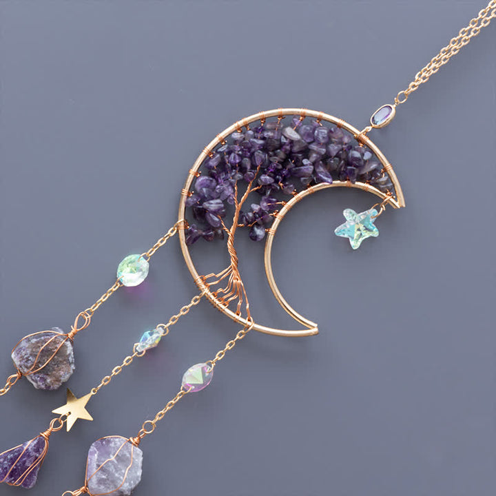 Pendentif lune en améthyste Olivenorma, attrape-soleil, carillon éolien