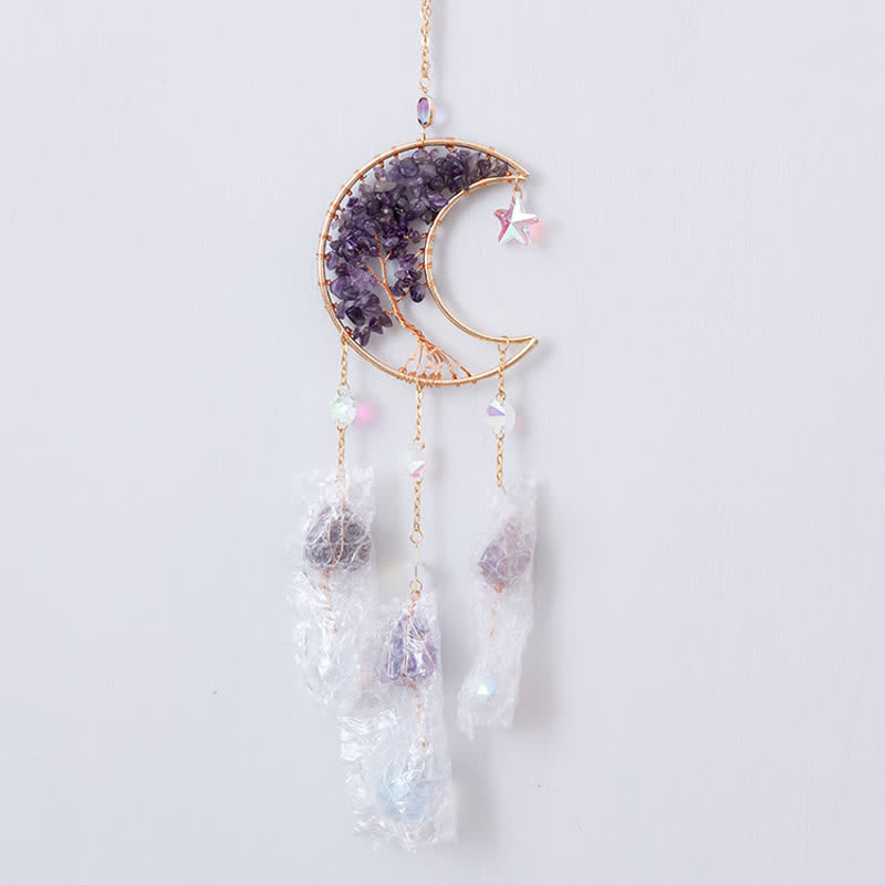 Pendentif lune en améthyste Olivenorma, attrape-soleil, carillon éolien