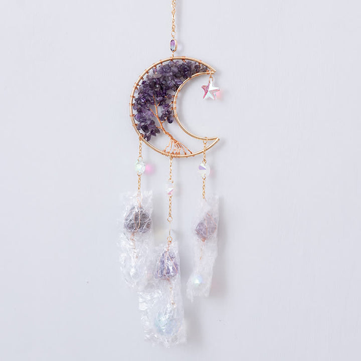 Pendentif lune en améthyste Olivenorma, attrape-soleil, carillon éolien