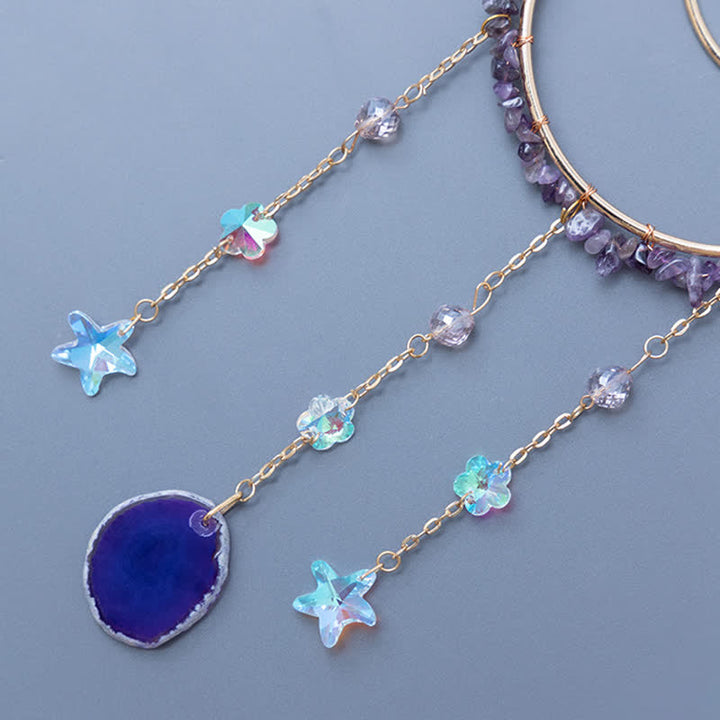 Pendentif lune inversée en améthyste Olivenorma, carillon éolien attrape-soleil