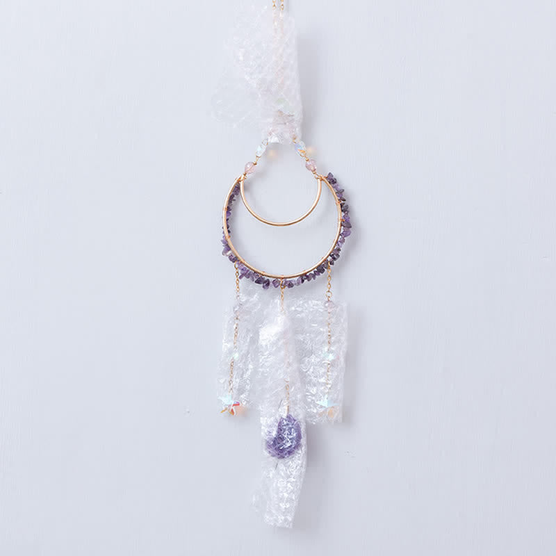 Pendentif lune inversée en améthyste Olivenorma, carillon éolien attrape-soleil