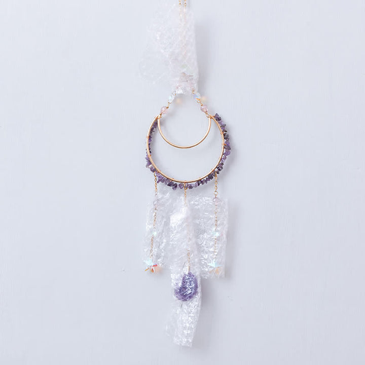 Pendentif lune inversée en améthyste Olivenorma, carillon éolien attrape-soleil