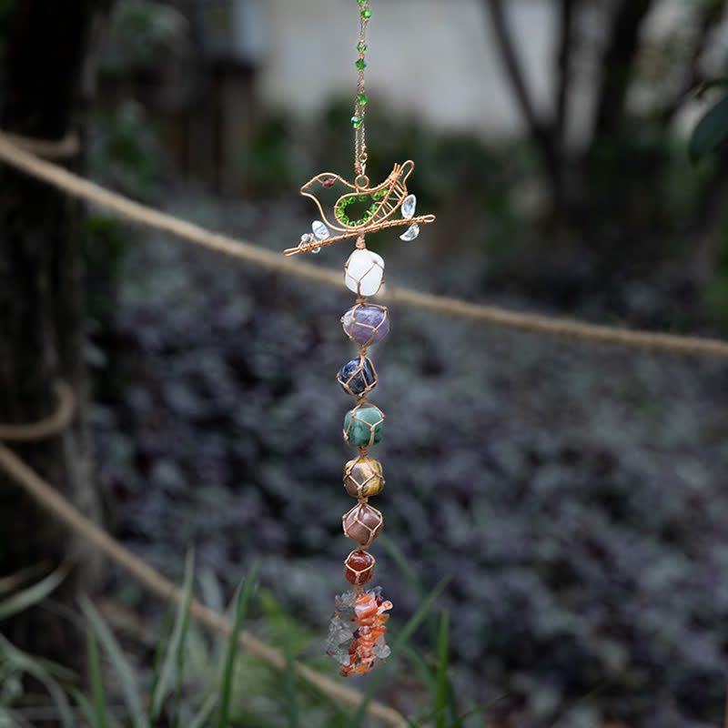 Pendentif en forme d'oiseau tressé en pierre de chakra Olivenorma
