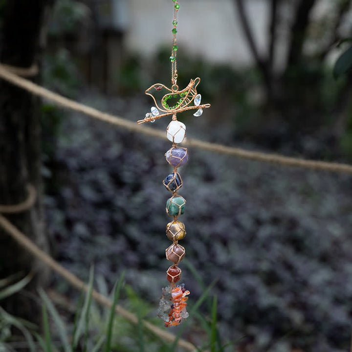 Pendentif en forme d'oiseau tressé en pierre de chakra Olivenorma