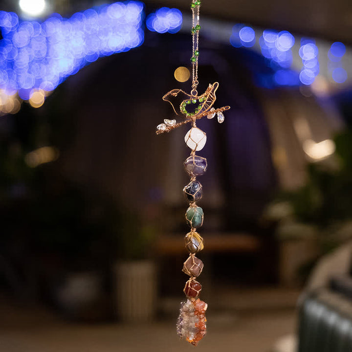Pendentif en forme d'oiseau tressé en pierre de chakra Olivenorma