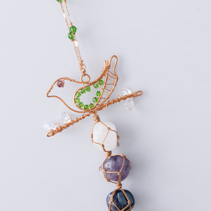 Pendentif en forme d'oiseau tressé en pierre de chakra Olivenorma