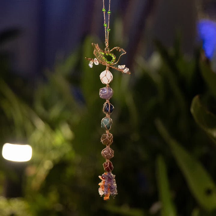 Pendentif en forme d'oiseau tressé en pierre de chakra Olivenorma