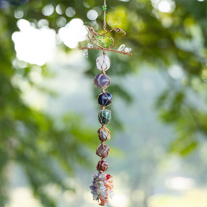 Pendentif en forme d'oiseau tressé en pierre de chakra Olivenorma