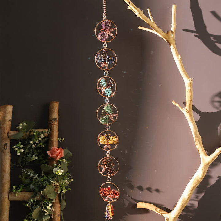 Carillon éolien en pierre concassée avec papillon Pendentif Chakra Olivenorma 