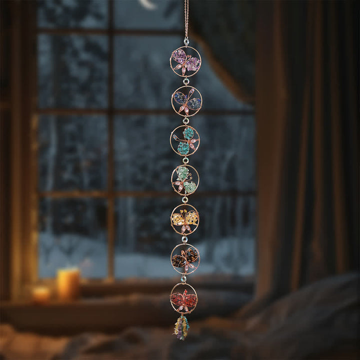 Carillon éolien en pierre concassée avec papillon Pendentif Chakra Olivenorma 