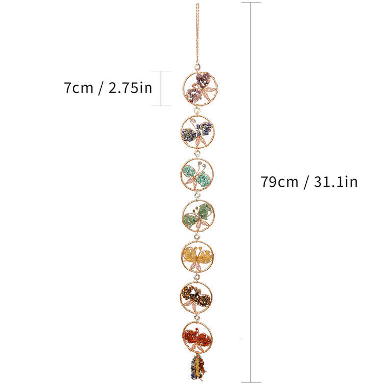 Carillon éolien en pierre concassée avec papillon Pendentif Chakra Olivenorma 