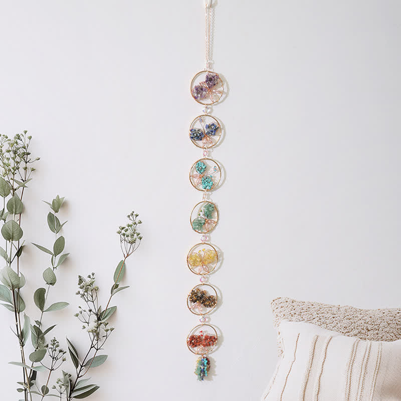 Carillon éolien en pierre concassée avec papillon Pendentif Chakra Olivenorma 