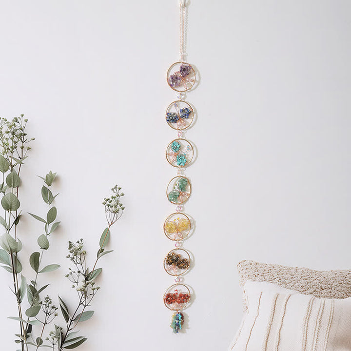 Carillon éolien en pierre concassée avec papillon Pendentif Chakra Olivenorma 