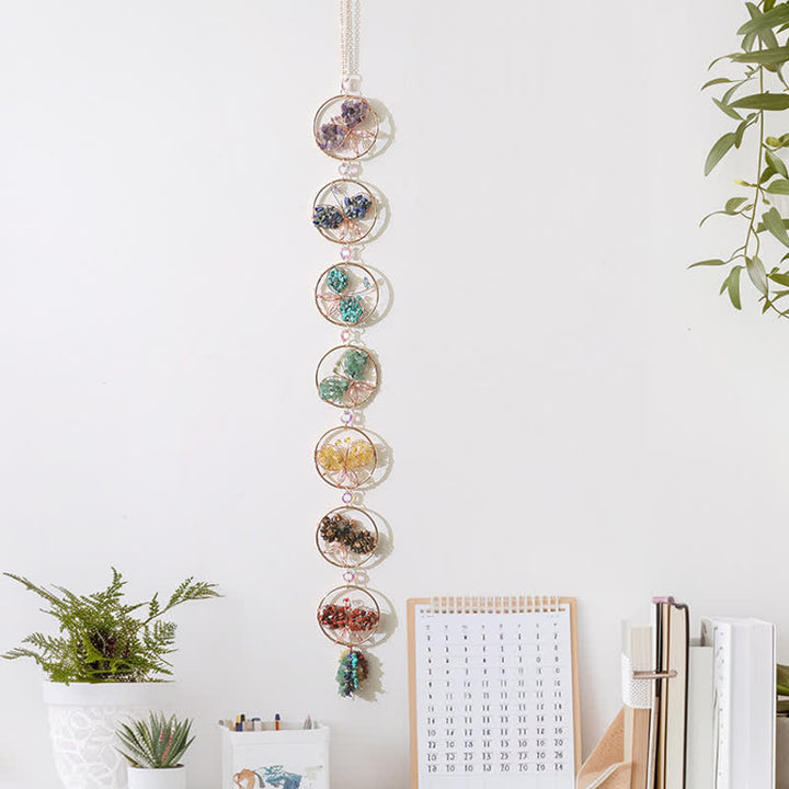 Carillon éolien en pierre concassée avec papillon Pendentif Chakra Olivenorma 