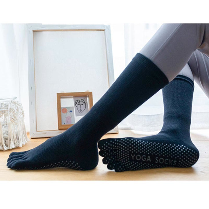 Olivenorma Chaussettes de yoga antidérapantes en coton à cinq orteils pour femmes 