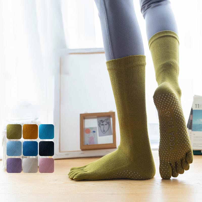 Chaussettes de fitness Olivenorma pour femmes, en coton antidérapant et respirant, idéales pour le Pilates, la barre et le yoga. Confortables et extensibles. - Olive - 10 paires - image 0