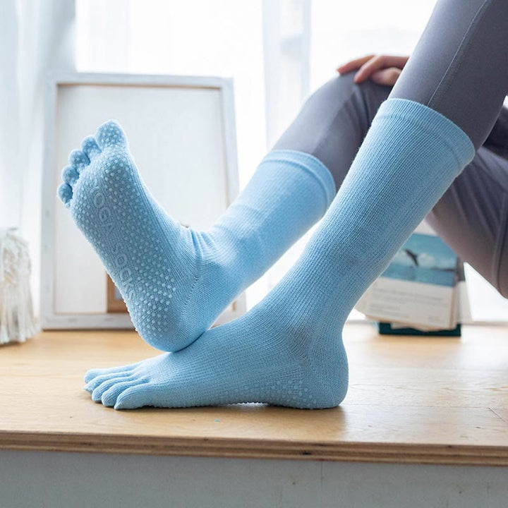 Chaussettes de fitness Olivenorma pour femmes, en coton antidérapant et respirant, idéales pour le Pilates, la barre et le yoga. Confortables et extensibles. - Bleu ciel - 10 paires - image 18