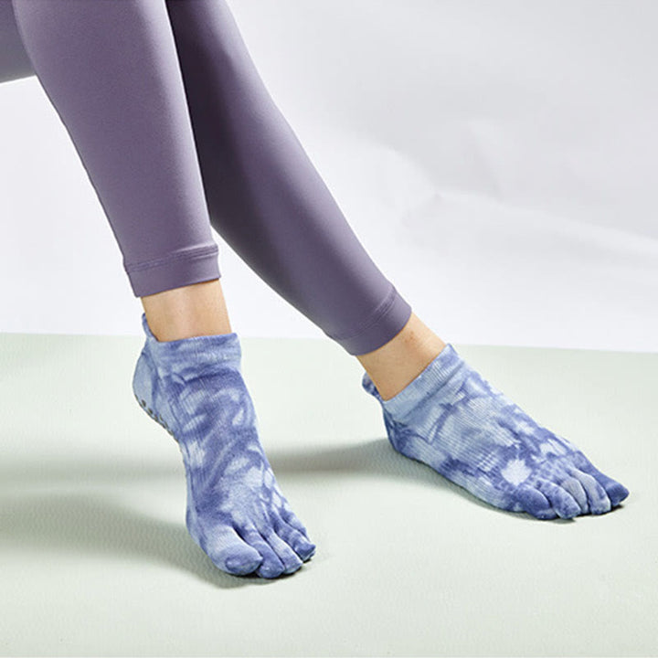 Chaussettes de Pilates montantes Olivenorma Tie-Dye, antidérapantes, respirantes et extensibles, idéales pour le yoga et la barre. - image 2