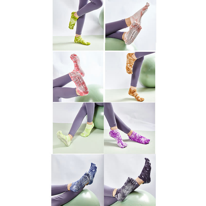 Chaussettes de Pilates montantes Olivenorma Tie-Dye, antidérapantes, respirantes et extensibles, idéales pour le yoga et la barre. - image 16
