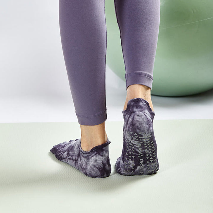 Chaussettes de Pilates montantes Olivenorma Tie-Dye, antidérapantes, respirantes et extensibles, idéales pour le yoga et la barre. - image 5