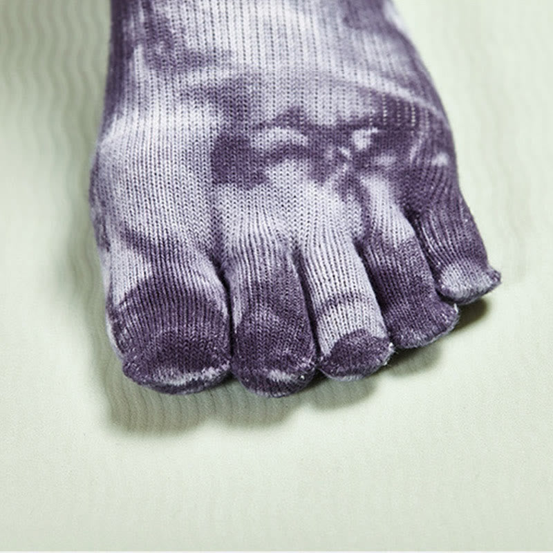 Chaussettes de Pilates montantes Olivenorma Tie-Dye, antidérapantes, respirantes et extensibles, idéales pour le yoga et la barre. - image 6