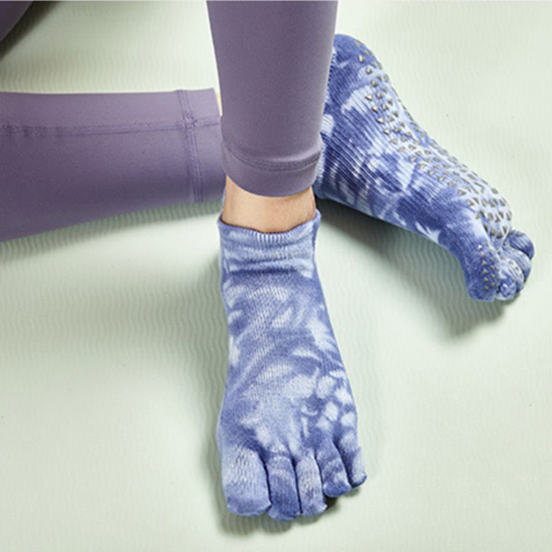 Chaussettes de Pilates montantes Olivenorma Tie-Dye, antidérapantes, respirantes et extensibles, idéales pour le yoga et la barre. - image 1