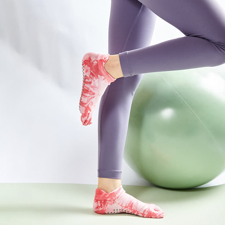 Chaussettes de Pilates montantes Olivenorma Tie-Dye, antidérapantes, respirantes et extensibles, idéales pour le yoga et la barre. - image 13