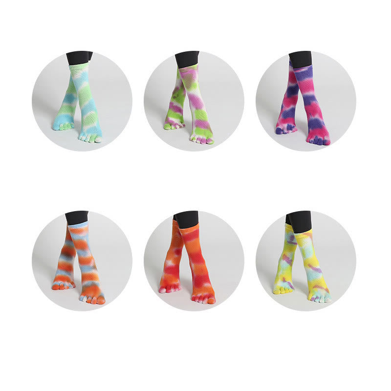 Chaussettes de yoga et de pilates Olivenorma en coton tie-dye, confortables et antidérapantes, idéales pour les exercices à la barre et les entraînements en studio. Elles offrent un maintien extensible et respirant. - image 29