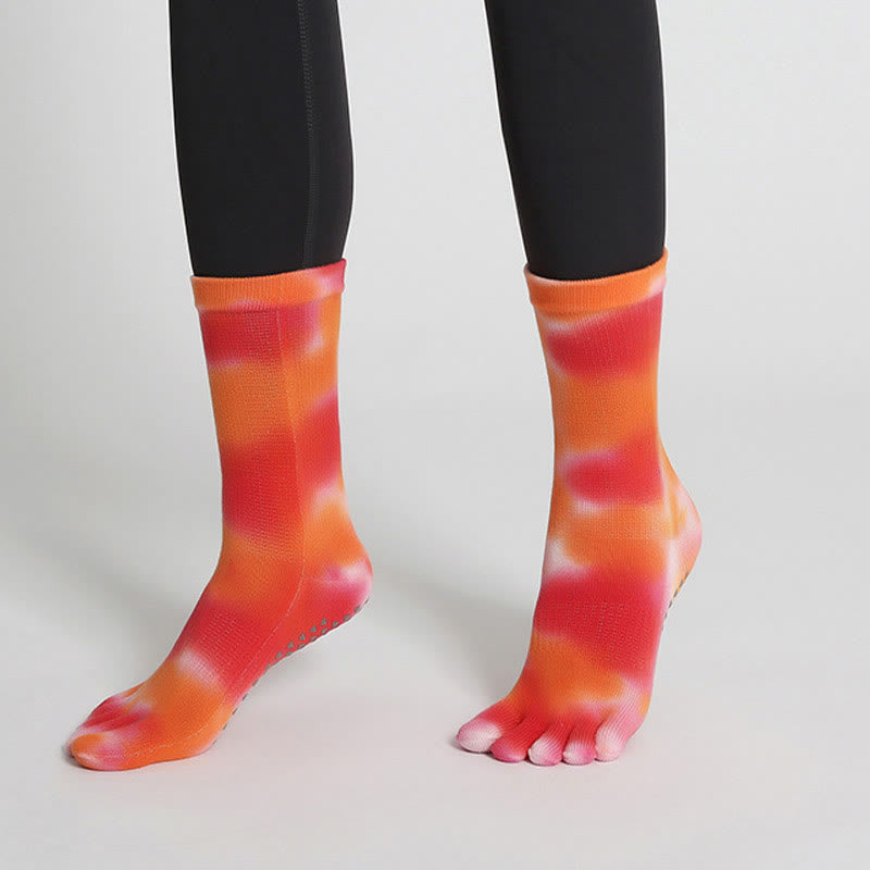 Chaussettes confortables en coton tie-dye pour yoga, pilates, barre, Olivenorma