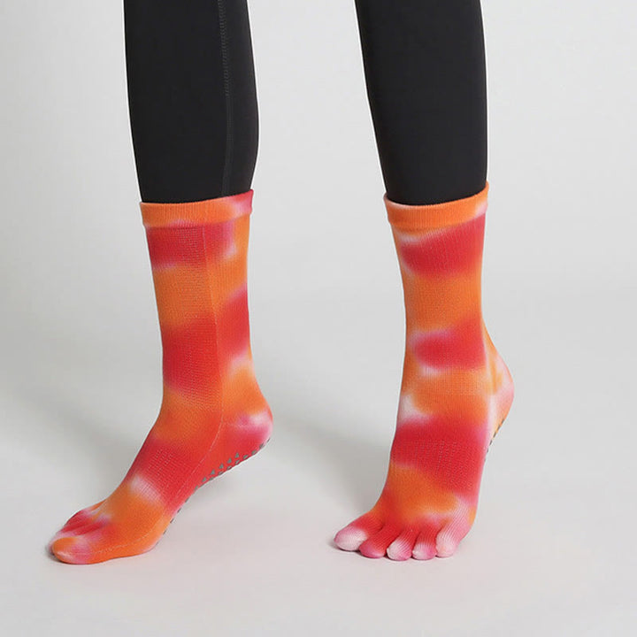 Chaussettes confortables en coton tie-dye pour yoga, pilates, barre, Olivenorma