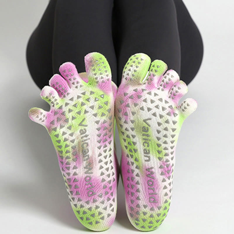 Chaussettes confortables en coton tie-dye pour yoga, pilates, barre, Olivenorma
