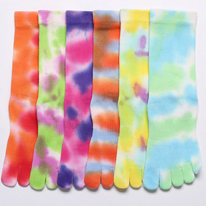 Chaussettes de yoga et de pilates Olivenorma en coton tie-dye, confortables et antidérapantes, idéales pour les exercices à la barre et les entraînements en studio. Elles offrent un maintien extensible et respirant. - image 30