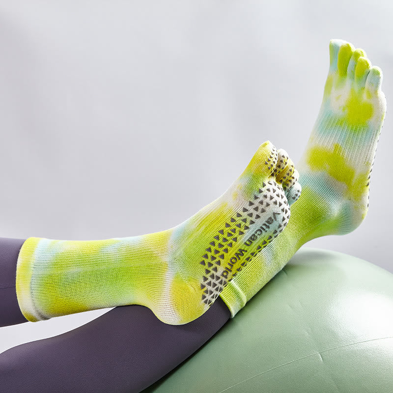 Chaussettes de yoga et de pilates Olivenorma en coton tie-dye, confortables et antidérapantes, idéales pour les exercices à la barre et les entraînements en studio. Elles offrent un maintien extensible et respirant. - image 20