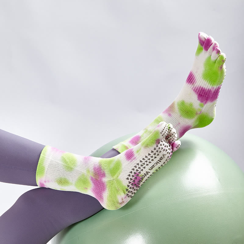 Chaussettes confortables en coton tie-dye pour yoga, pilates, barre, Olivenorma