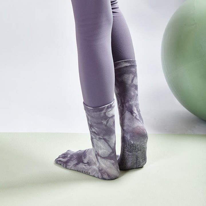 Chaussettes confortables en coton tie-dye pour yoga, pilates, barre, Olivenorma