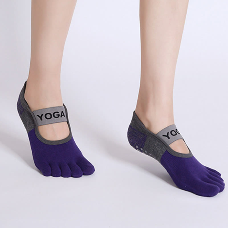 Chaussettes de yoga, pilates et fitness antidérapantes à cinq orteils Olivenorma