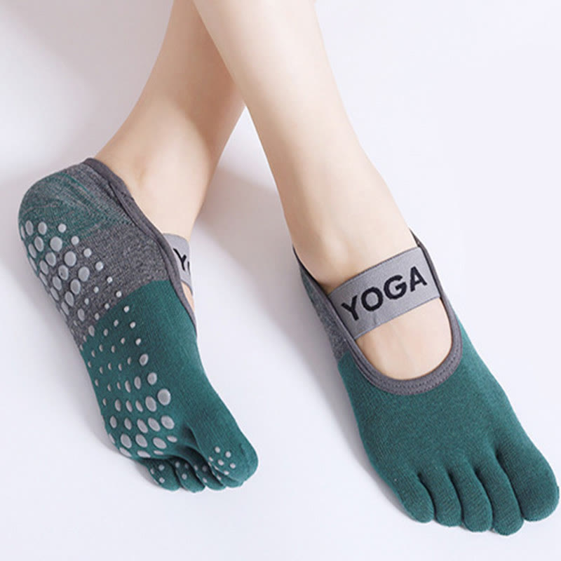 Chaussettes de yoga, pilates et fitness antidérapantes à cinq orteils Olivenorma