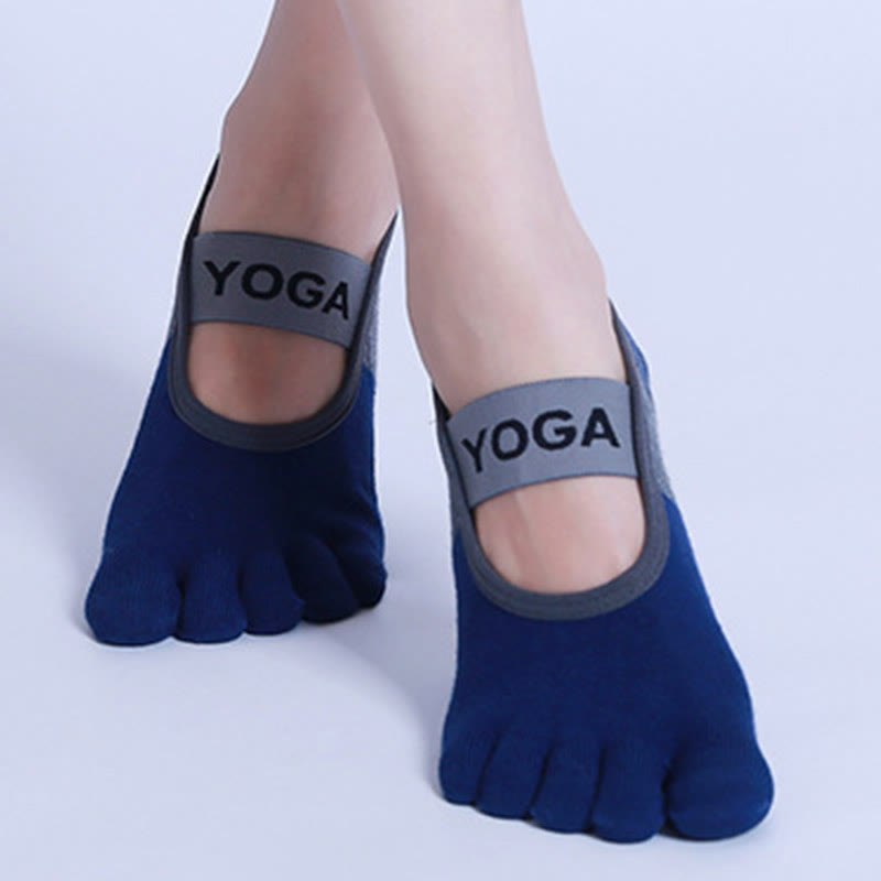 Chaussettes de yoga, pilates et fitness antidérapantes à cinq orteils Olivenorma