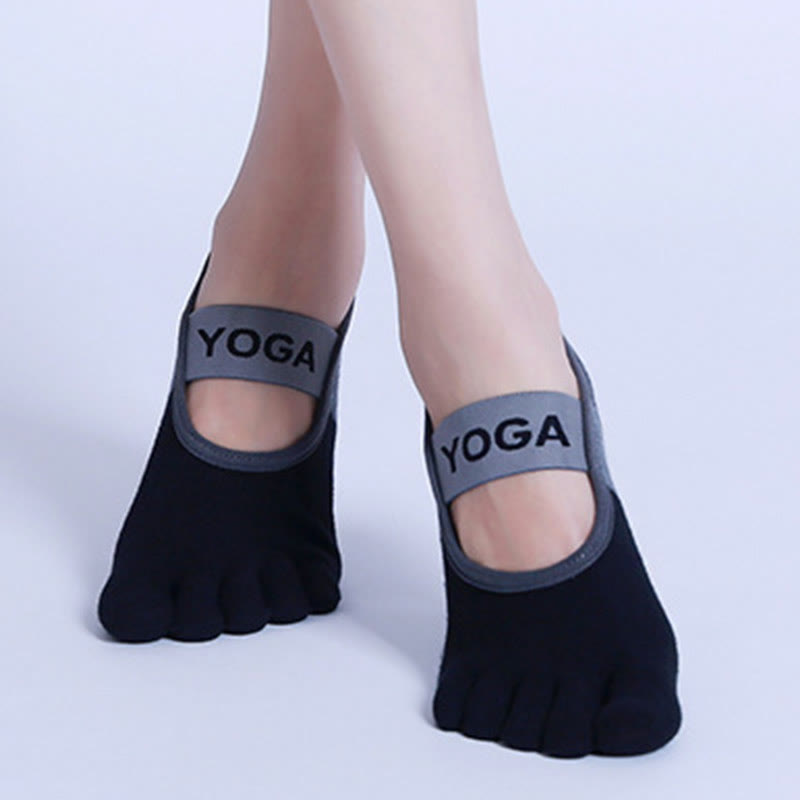 Chaussettes de yoga, pilates et fitness antidérapantes à cinq orteils Olivenorma