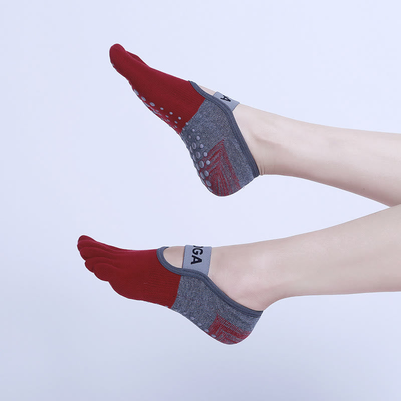 Chaussettes de yoga, pilates et fitness antidérapantes à cinq orteils Olivenorma