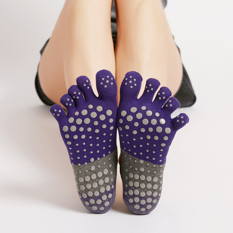 Chaussettes de yoga, pilates et fitness antidérapantes à cinq orteils Olivenorma