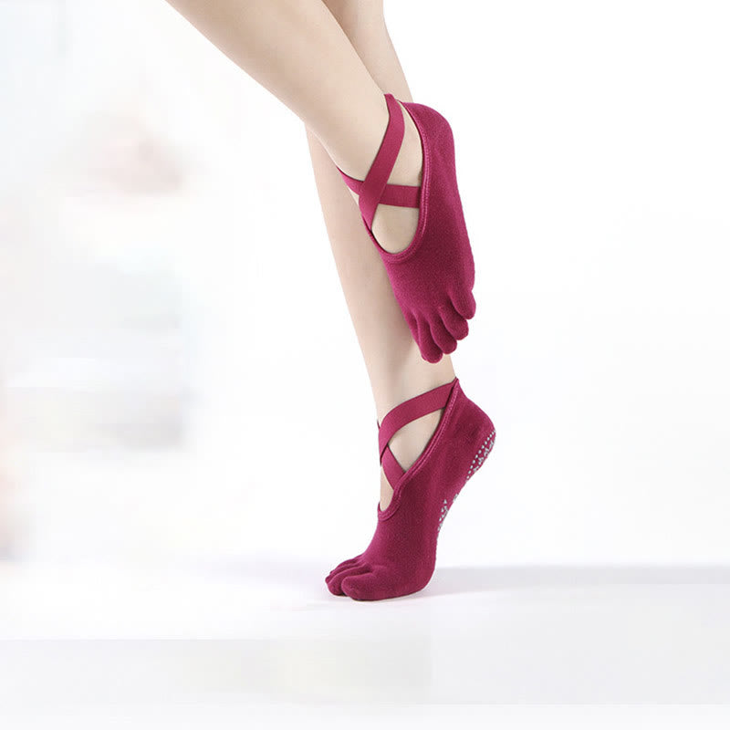 Chaussettes de Pilates Olivenorma pour femmes, sans orteils, antidérapantes, à cinq orteils – Chaussettes de yoga et de barre au sol sans orteils - image 3