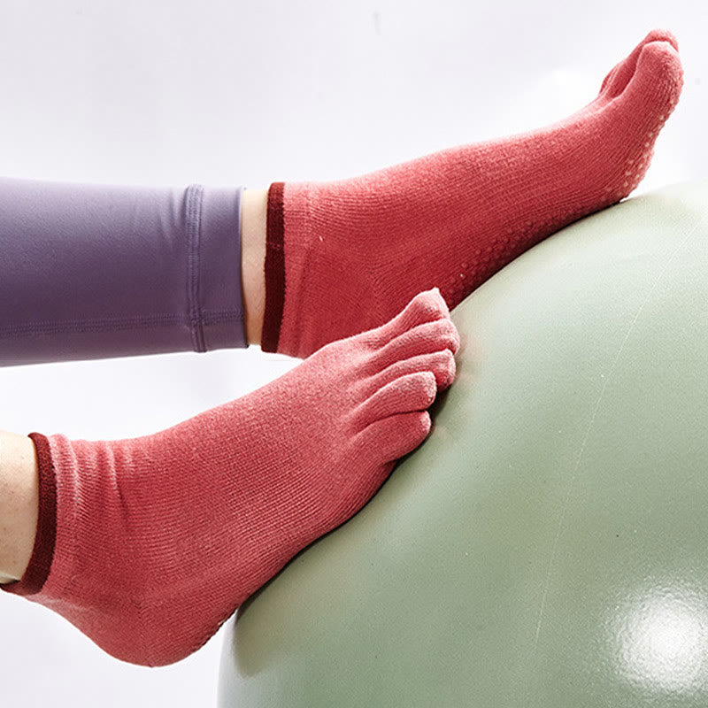 Chaussettes de Pilates antidérapantes de couleur unie Olivenorma 