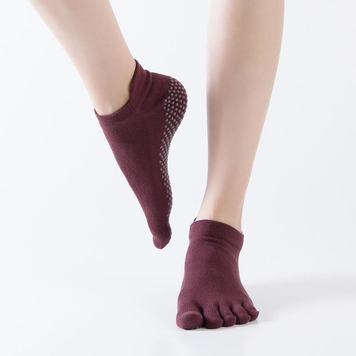 Chaussettes de Pilates antidérapantes de couleur unie Olivenorma 